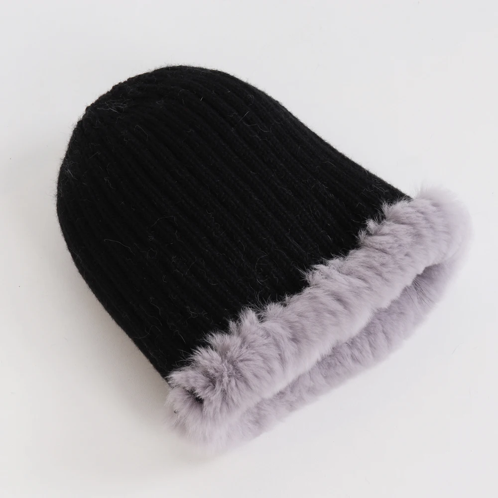 2021 Новая Вязаная юбка 100% натуральные меховые шапочки шапка зимняя женская теплая