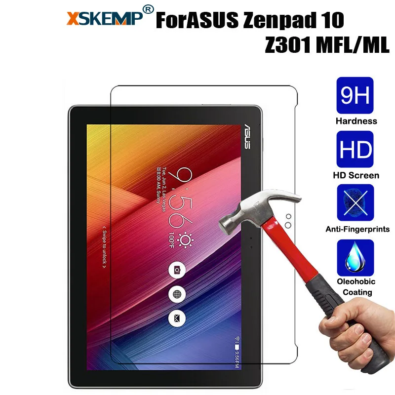 XSKEMP 9H Hardness Tempered Glass For ASUS Zenpad 10 Z301 MFL/ML Scratch-Resistant Screen Protector Tablet Protective Film Guard |