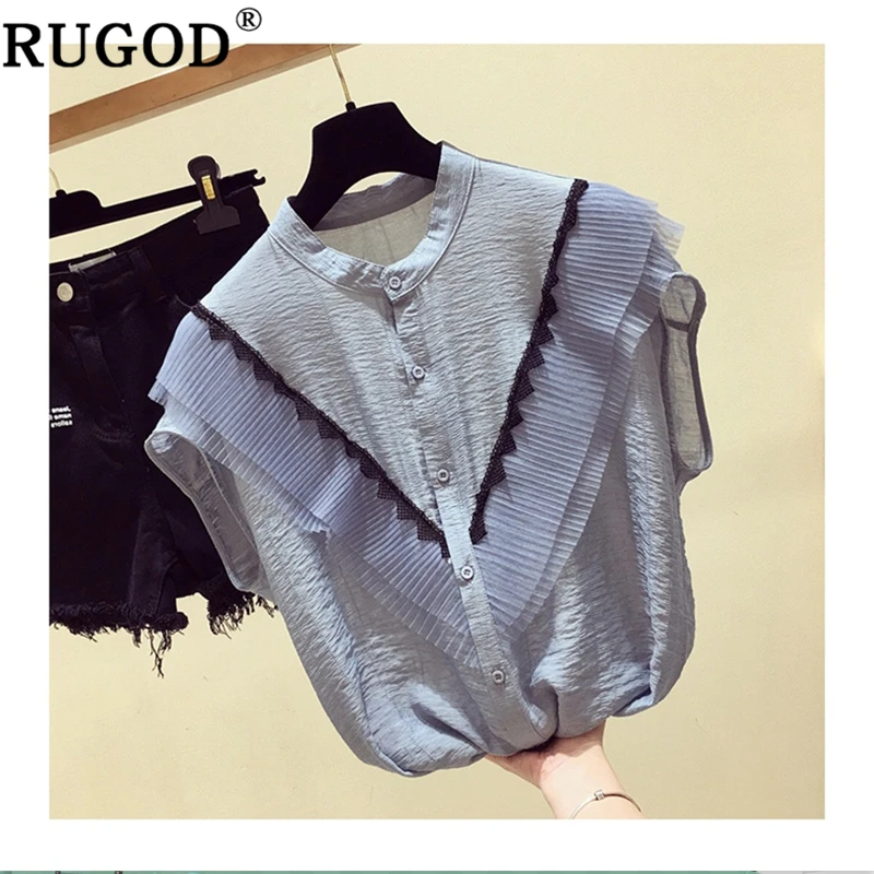 

RUGOD Elegant ruffled women blouses solid chiffon blouses summer tops and shirts loose vintage casual modis femme blusas mujer