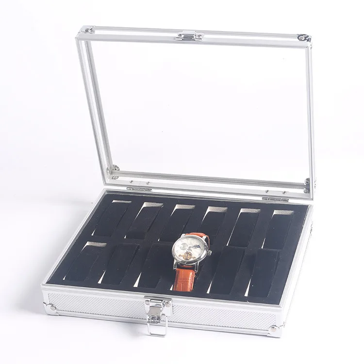 

2019 New Fashion Watch Display Box Luxury 6/12 Grids Watch Box Case Luxury Jewelry Aluminium Alloy Watch Box Organizer Storage