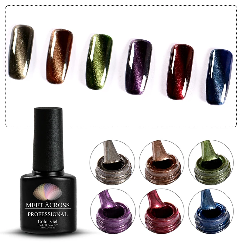 6 шт./компл. магнитный гель магнит кошачий глаз Гель лак для ногтей впитывающий УФ