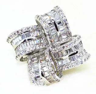 Квадратные лепестки дизайн большие кольца для женщин все сверкающие AAA + циркон 360