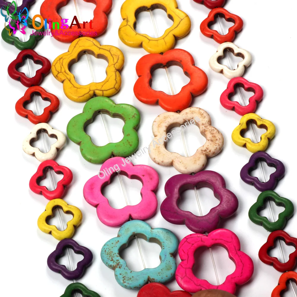 

OlingArt Mixed color 20MM 20pcs/lot 35MM 12pcs/lot Loose Stone Flowers Beads DIY Bracelet Necklace jewelry Making 2019 NEW