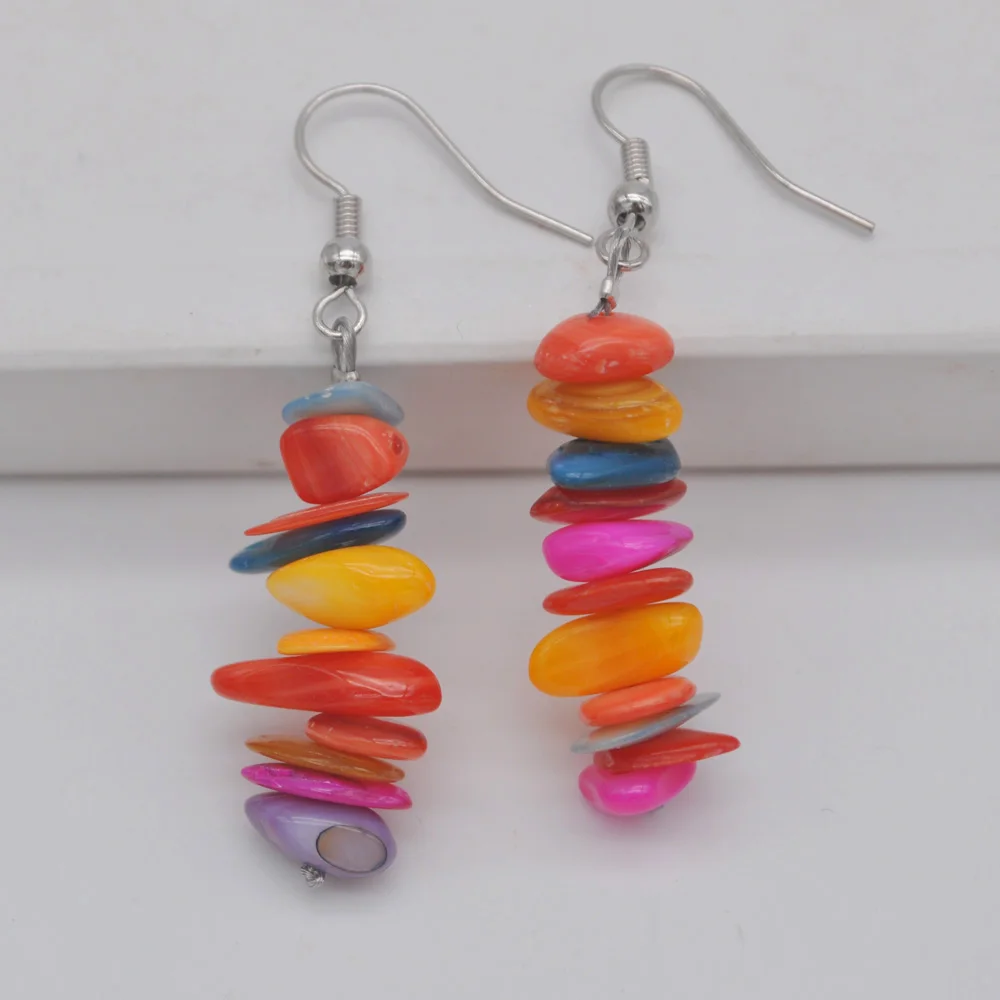 

Счастливая ручной работы многоцветные стеклянные бусы драгоценный камень, серьги, модное ювелирное изделие T193