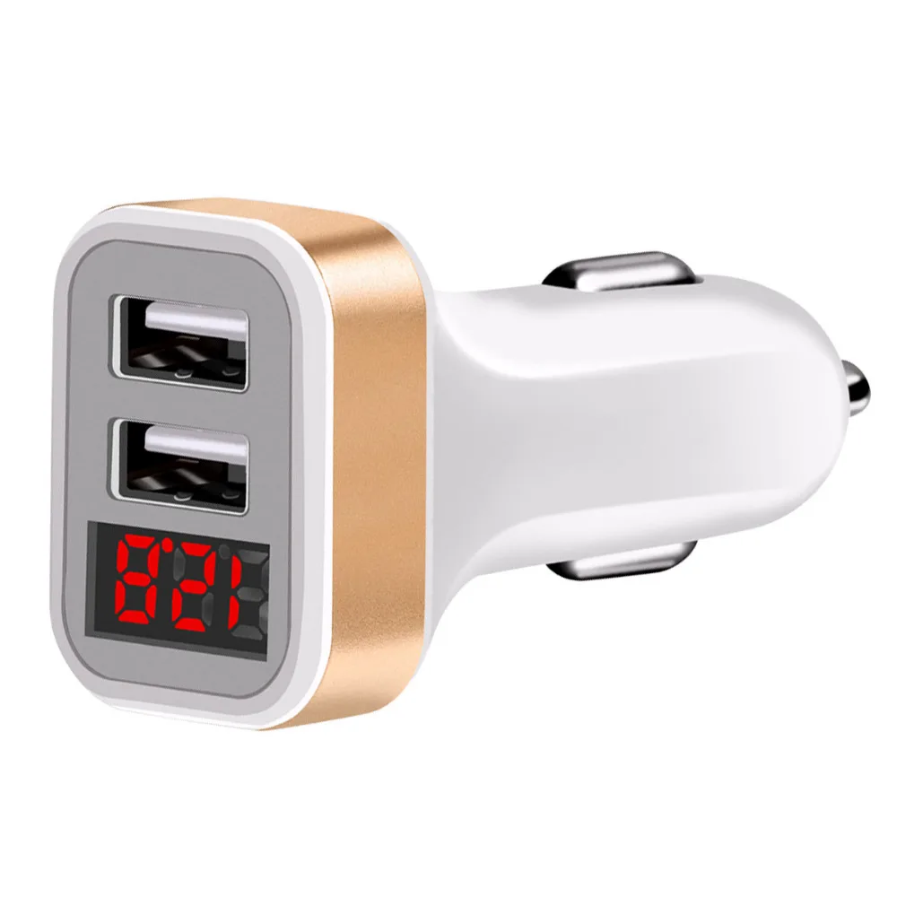 Топ автомобильное зарядное устройство интеллектуальный цифровой дисплей USB Автомобильное зарядное устройство со светодиодом дисплей Макс 2.1A для iPhone samsung Xiaomi зарядный адаптер