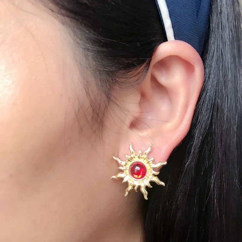 Бесплатная доставка золотые серьги с шипами красного цвета|earrings free shipping|earrings