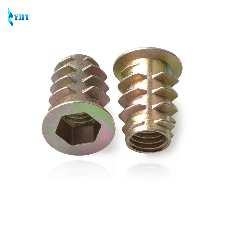 

50Pcs M4 M5 M6 M8 Zinc Alloy Thread For Wood Insert Nut Flanged Hex Drive Head Furniture Nuts Inner six angle screws