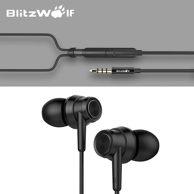 Blitzwolf BW ES1 3.5mm вкладыши Шум Отмена наушники стерео Графен С микрофоном для