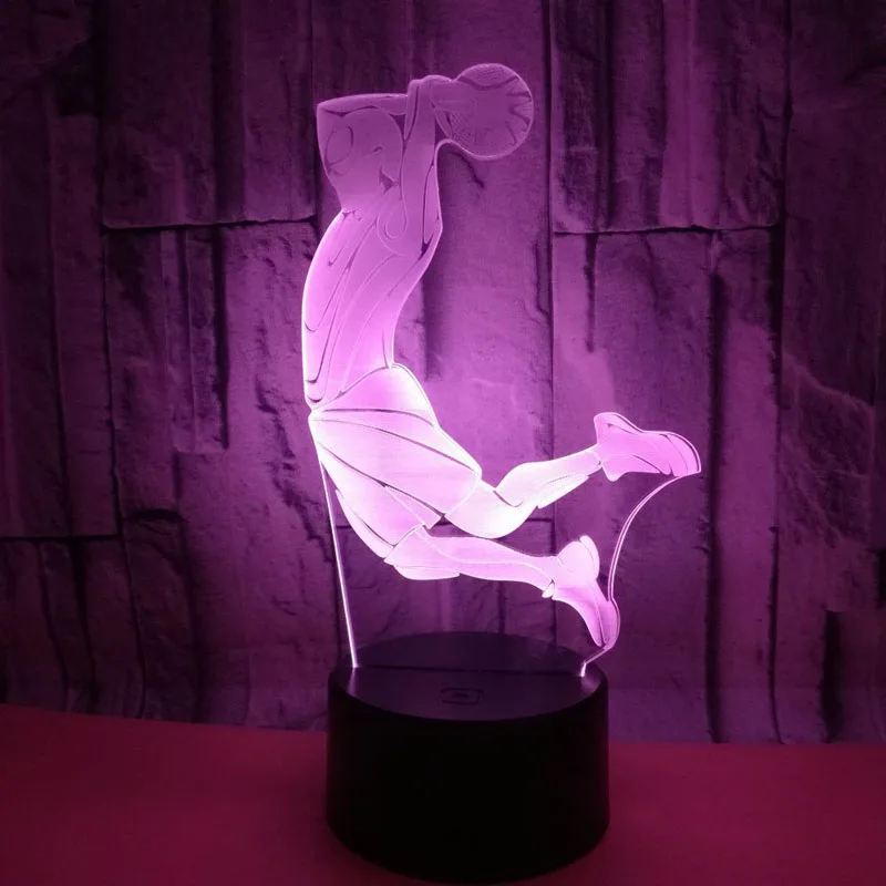 Креативный 3D Визуальный баскетбольный Dunk светодиодный ночник 7 цветов меняющий