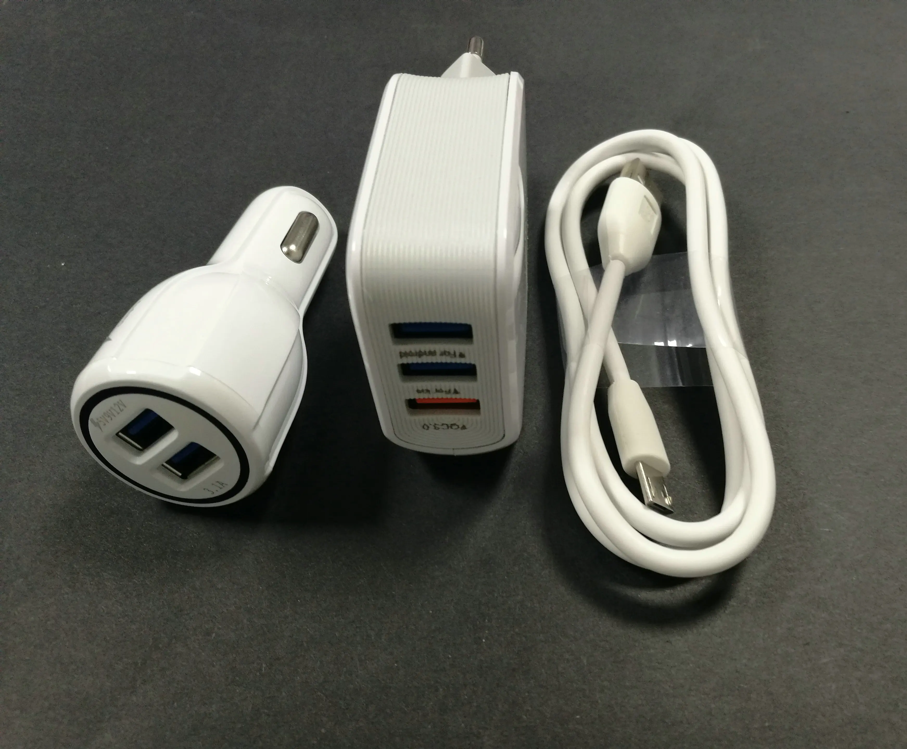 Дорожный настенный адаптер 5А с 3 USB портами + Кабель Micro Автомобильное зарядное