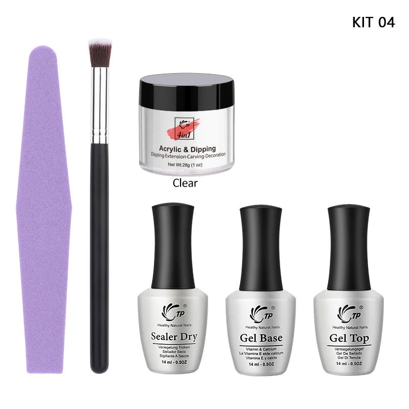Kit 4 TP Master Набор 4 в 1 Dip пудра французский белый дизайн ногтей без лампы модель ногтей советы кисти натуральный розовый прозрачный Маникюр Инструменты - Цвет: Kit 4