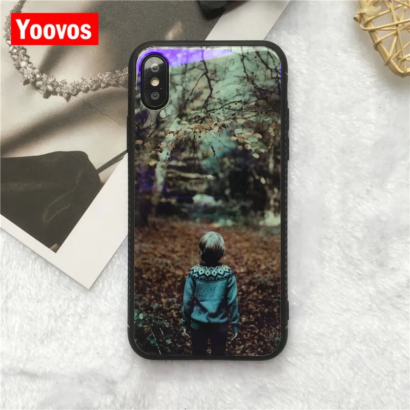 Yoovos новый супер красивый и милый чехол для телефона IPhone 7 6 8 Plus плюс X Blue light Стекло