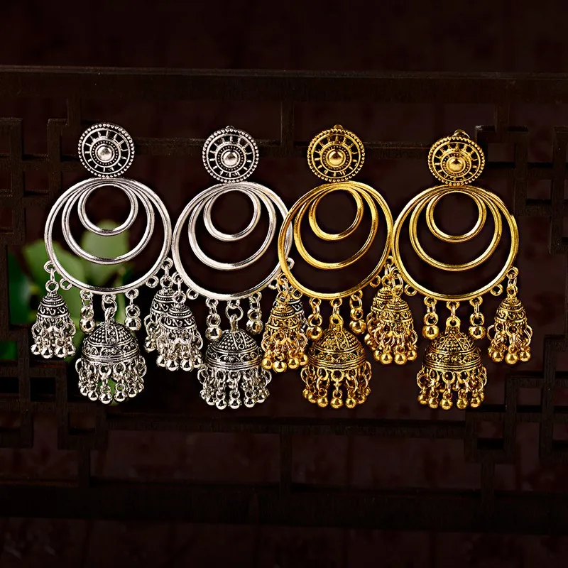 Классические женские круглые турецкие Винтажные серьги подвески Jhumka этнические