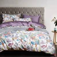 egyptian cotton bed linen sheets satin bedding sets duvet cover flower print girls pastoral princess bedspreads sw