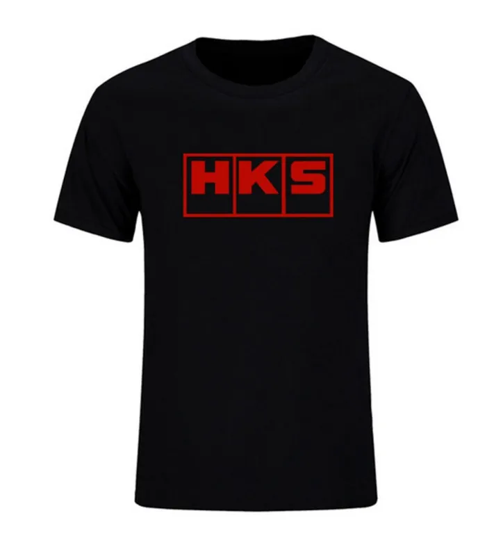 Летние фирменные футболки HKS для мужчин хлопковые однотонные с коротким рукавом