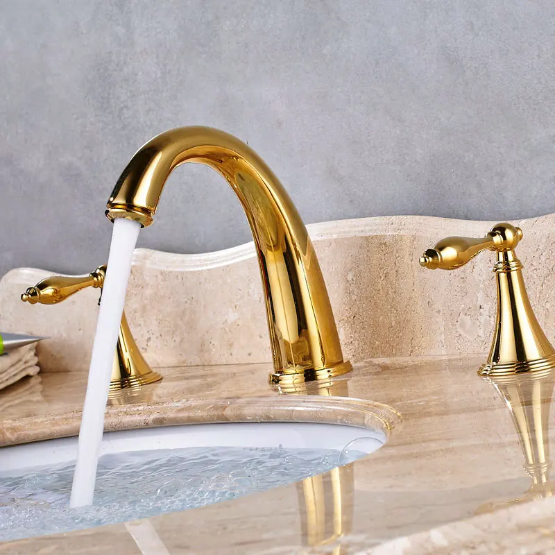 Uythner Большая скидка 3 шт. дугообразный смеситель для раковины с двойной ручкой