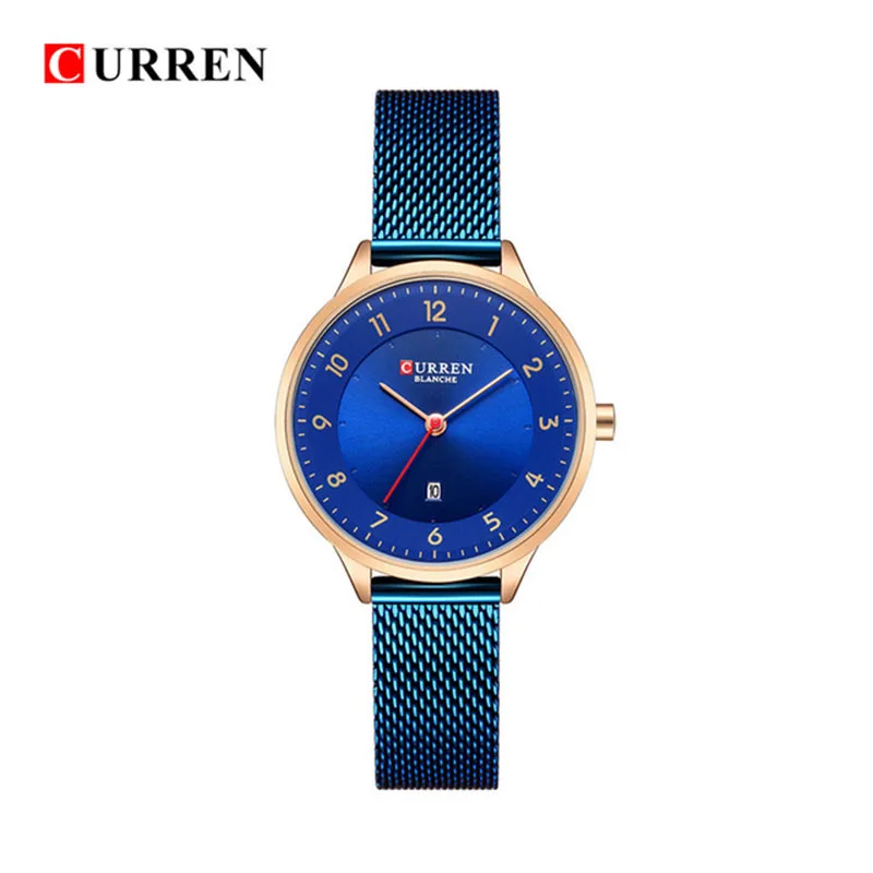 Blue Blue Curren 9035B модные женские часы из нержавеющей стали золотые часы для женщин Curren горячая распродажа Женские часы кварцевые женские часы - Цвет: Blue Blue