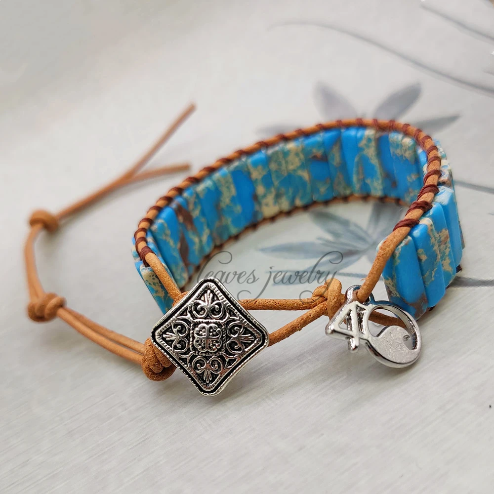 handmade dropshipping boho wrap bracelet for women Leather rope Natural stone Fancy | Украшения и аксессуары