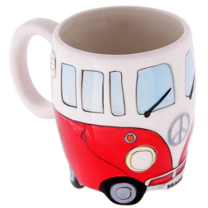 1 шт., керамическая кофейная кружка Camper Van adventures, ретро кружка с автобусом, кофейная кружка хиппи с подарочной коробкой, уникальная идея подарка