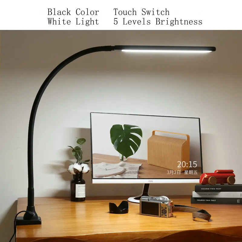 A Type- Black Artpad 13 Вт пульт дистанционного управления Настольная лампа с зажимом 360 градусов вращающийся гусиный диммер Уход за глазами настольная лампа для чтения белый черный - Цвет корпуса: A Type- Black