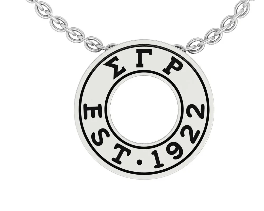 Высокое качество 925 серебро SGR Sorority EST 1922 кулон ожерелье с камнями из кубического циркония вокруг