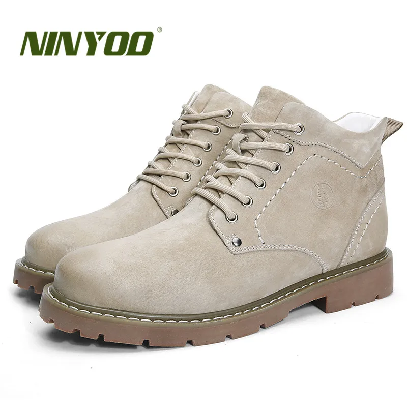 beige boots 50 51 52 NINYOO/Новые мужские зимние ботинки 50 натуральная кожа 49 теплые Полуботинки martin 47 водонепроницаемые рабочие зимние ботинки 48 размера плюс 51 52 - Цвет: beige boots 50 51 52