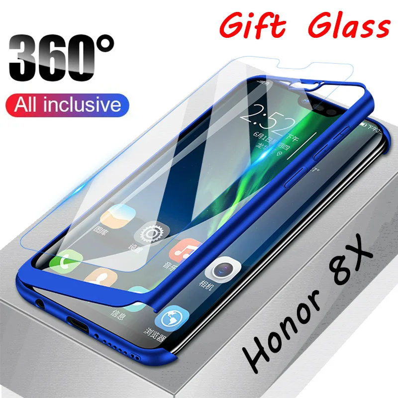 Чехол с закаленным стеклом для Honor 8C 6X 7X 8X Max Play 7C Pro Huawei 7A 8A 6C защитный чехол полным