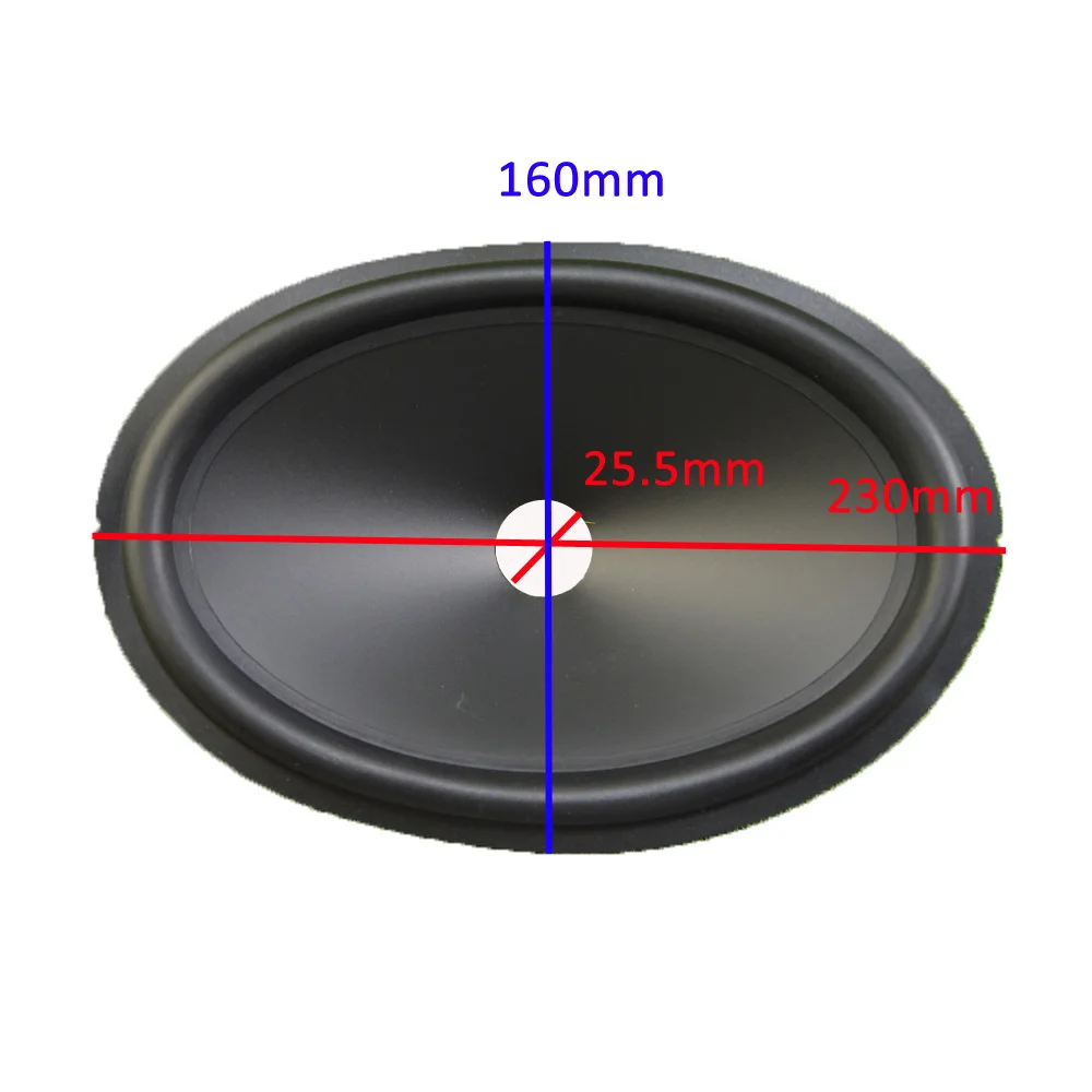 Black 6 дюймов* 9 дюймов Овальный динамик бумажный конус(230 мм* 160 мм* 25,5 мм) Высота 45 мм с резиновым краем НЧ-динамик бумажный конус - Цвет: Black