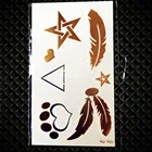 Модные золотые перья, дизайнерские светящиеся металлические Временные татуировки, наклейки со звездой, рисунок треугольника, водонепроницаемые татуировки для детей, Рождество