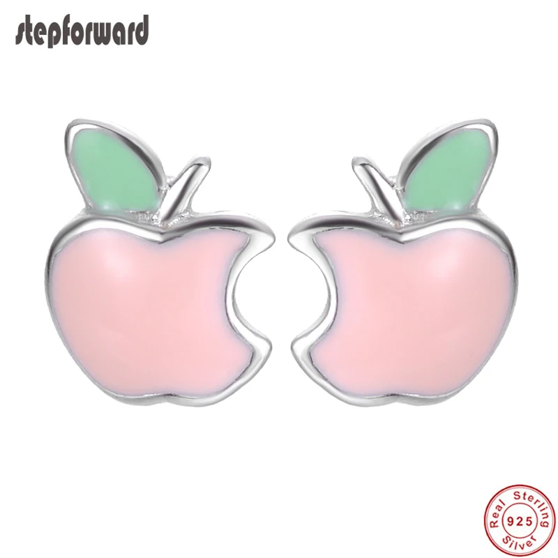 Шаг вперед светло-розовый цвет Apple дизайн эмаль ручной работы 925 стерлингового