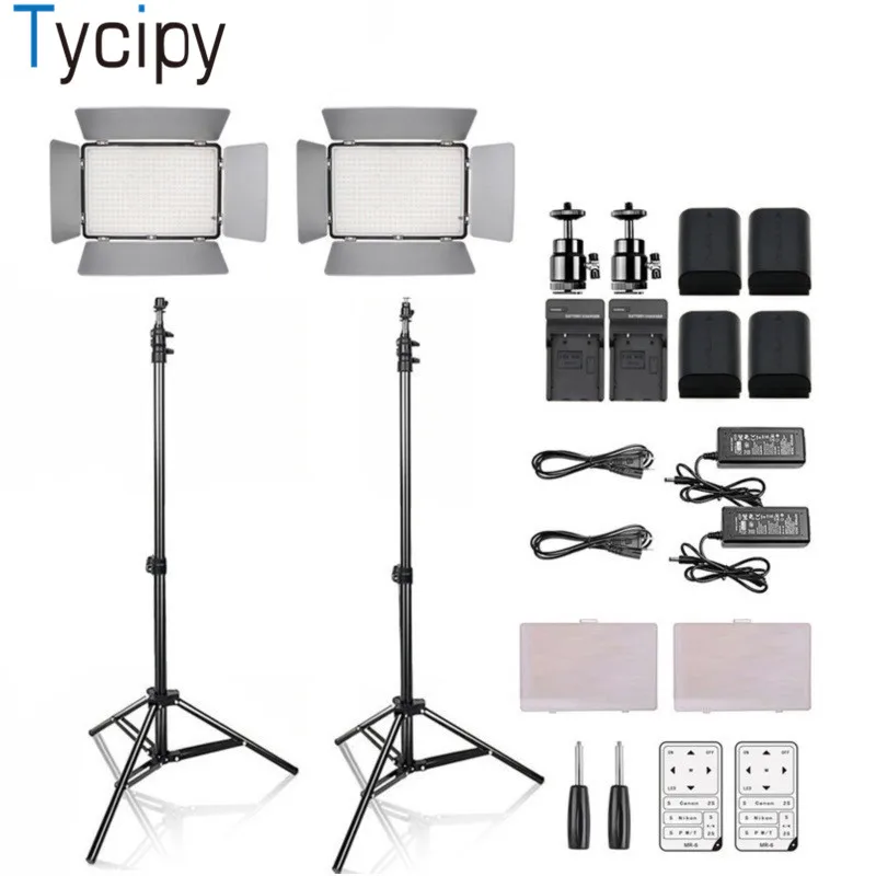 Tycipy Dimmable 2 комплекта KM 600A студийная видео фото Светодиодная лампа 3200 K 5600 3500LM