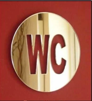 Настенная Зеркальная Наклейка 3D унитаза и с входной вывеской настенный знак для