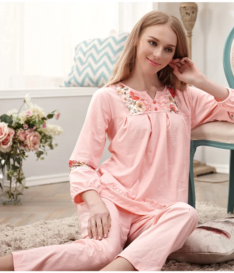 Новинка 2016 весенние и осенние пижамы женские молочный Шелковый костюм для отдыха