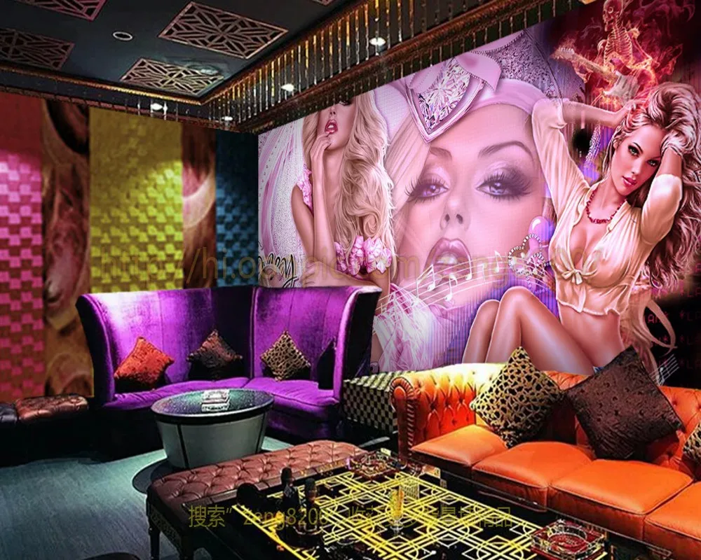 

Free Shipping KTV Bar Photo Wallpaper Custom 3D Night Club Wallpaper Sexy Blonde Beauty Sexy Night Music Bar Decorative Mural