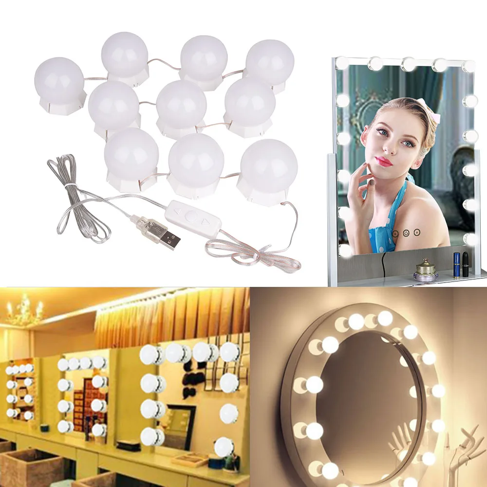 Anpro 5V Светодиодный светильник для макияжа usb зарядка туалетный столик с зеркалом