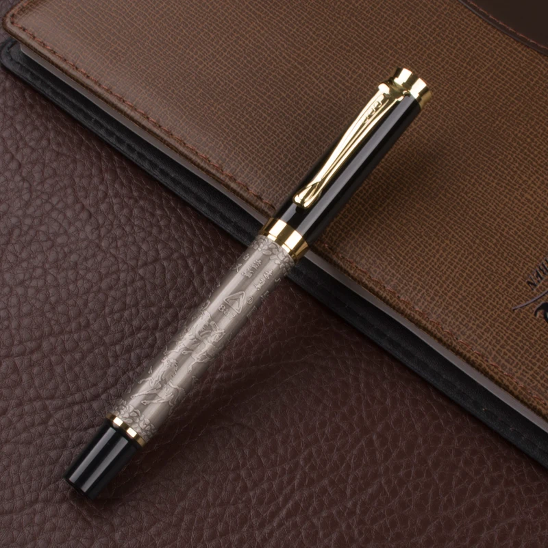 

Creative pen 507 Black and Silver Brass "the eight horses" Ink/Brand/Luxury/Steel/Fountain Pen 0.5mm Nib Ink pen
