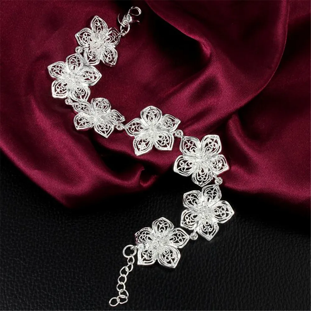 Браслет цепочка из стерлингового серебра 925 пробы с цветными звеньями