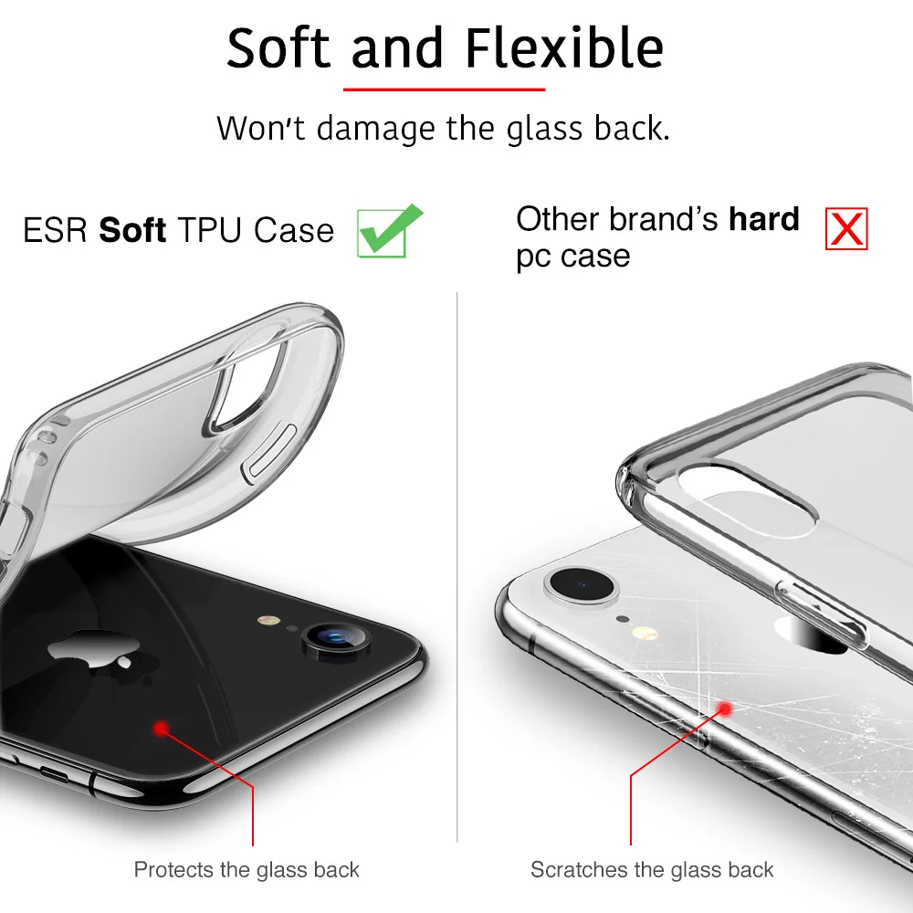 ESR чехол для iPhone XR XS Max прозрачный чехол Бампер прозрачный мягкий TPU чехол ультра тонкий светильник чехол для iPhone
