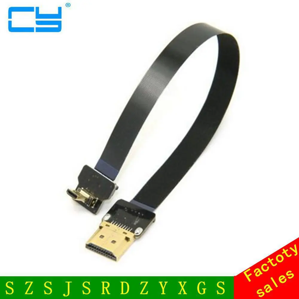 

0.1M-1M 90 Degree Up Angled FPV Micro HD-compatible Male to HDTV Male FPC Flat Cable for GOPRO Multicopter Aerial Photography