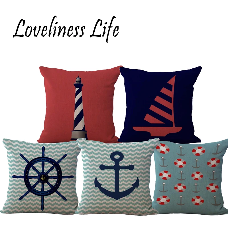 Морской якорь в морском стиле морская карта хлопковая Подушка Диван Подушечка