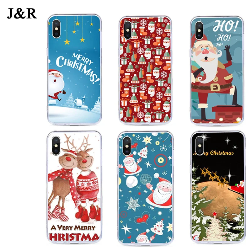 Чехол для iPhone X XR XS Max милые рождественские чехлы с рисунком 4 4S 5 5S SE 6 6s 7 8 Plus мягкий