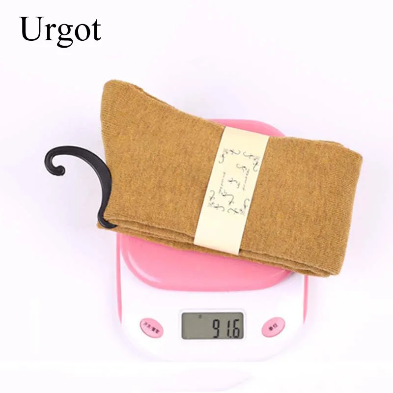 Urgot, 5 пар, женские высокие носки, хлопок, утолщение, махровые носки, Осень-зима, плюс бархат, теплые носки, женские длинные гольфы