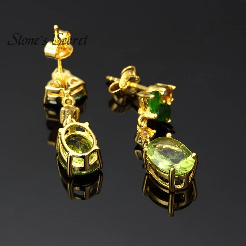 4.37ctw Manchurian Peridot желтые сапфировые диопсиды 18k золотые серьги из серебра|earring