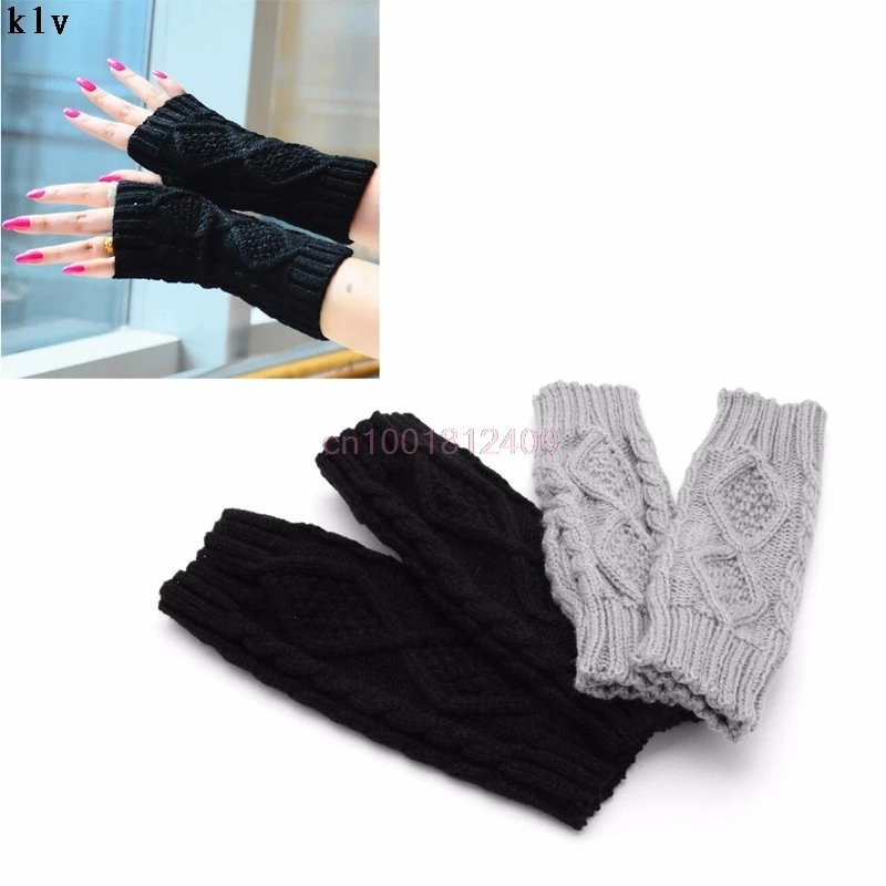 Женский зимний теплый трикотажный длинный рукавица без пальцев|arm warmers|knit arm