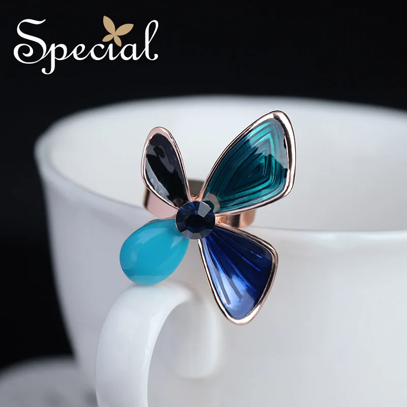 

Special Fashion Flower Ceramic Rings for Women Enamel Wedding Ring Engagement Rhinestones Jewelry 2017 Gifts JZ16016