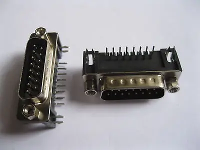 

30 Pcs D-Sub 15 pin Male Connector Right Angle 2 Rows