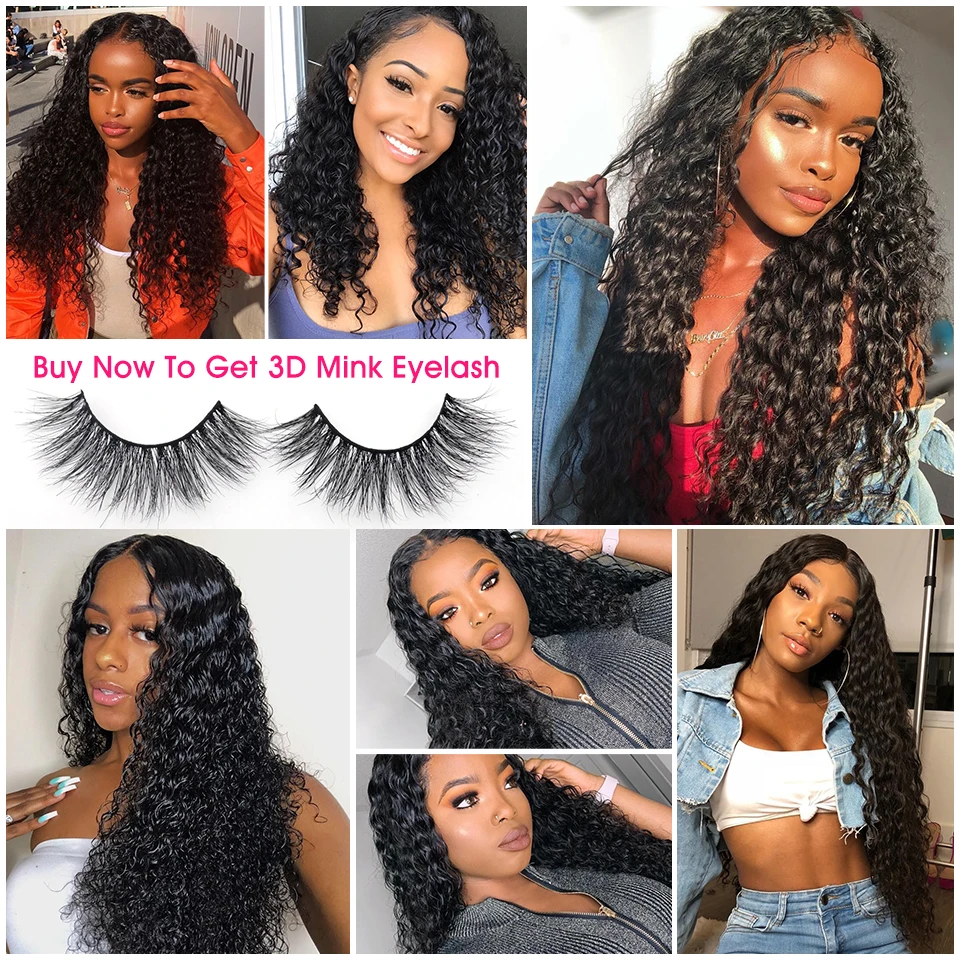 ALI ANNABELLE, человеческие волосы, пряди, с закрытием, remy HAIR, 3 пряди, бразильские, глубокая волна, человеческие волосы с закрытием шнурка HD