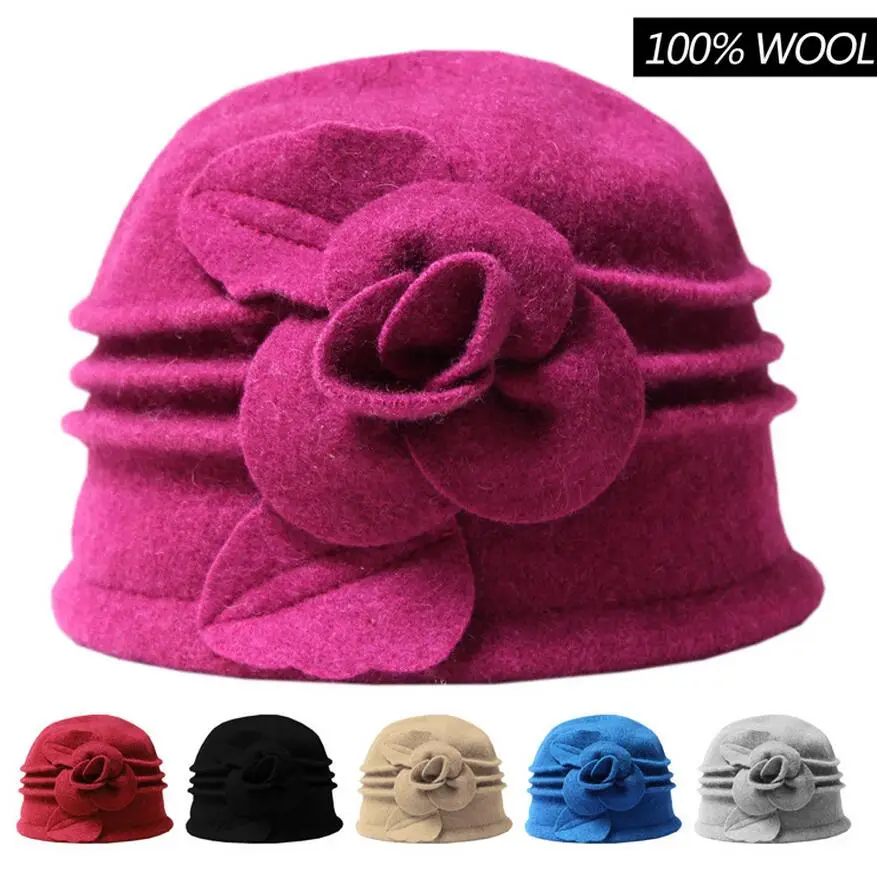 Осенне зимняя теплая Модная купольная фетровая шляпа среднего возраста женский