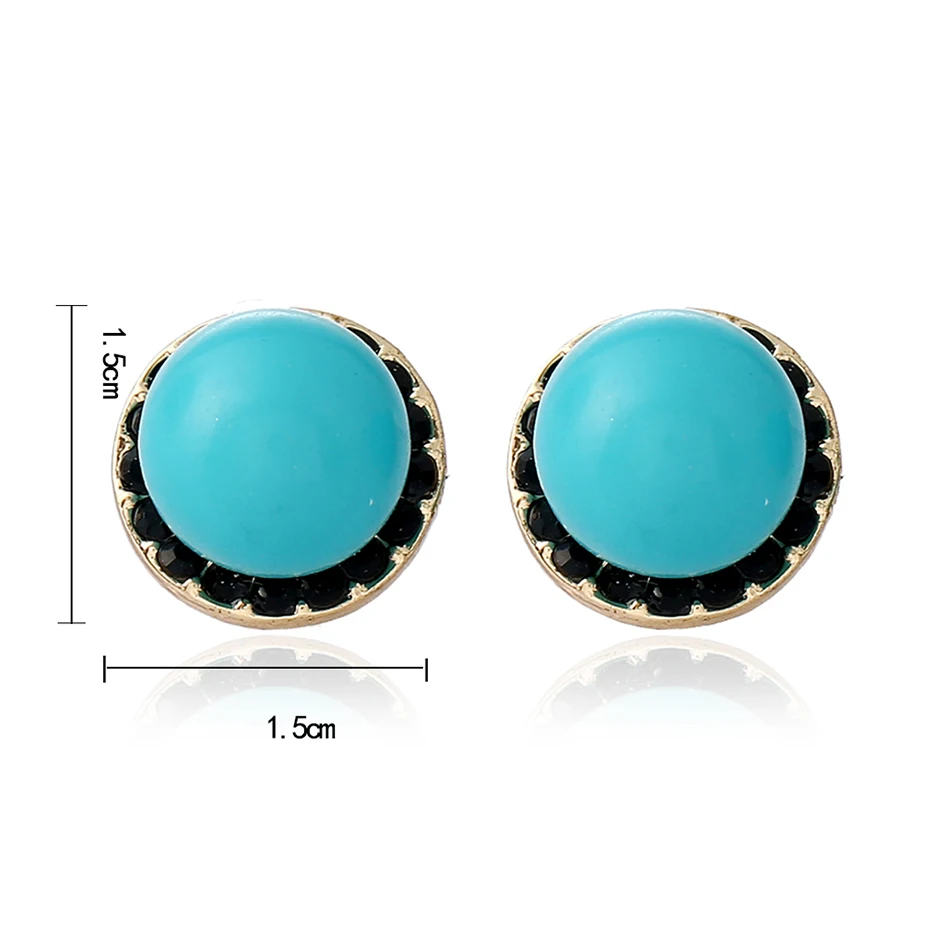 2016 Женщины Винтаж Большой Круглый Стад Серьги С Камнями Цинковый Сплав Кристалл