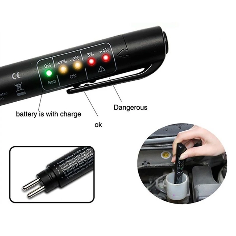 NEW HOT SLAES Car Brake Fluid Oil Tester Detection Pen with 5 LED indicator Auto Testing Tool |